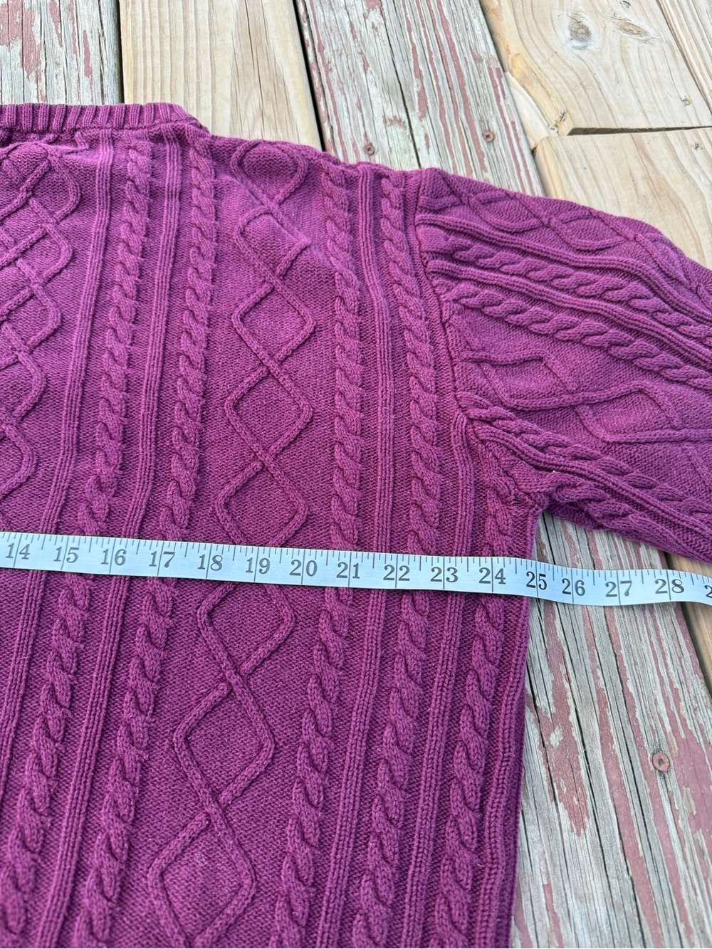 Vintage Pendleton Women's Cable Knit Sweater - Berry - Picture 4 of 5